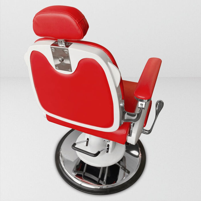 red barber chair back