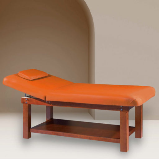 massage table with wood base